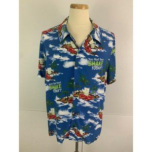 Herbalife Men's XL Hawaiian Shirt Shake Print Aloha Palm Tree